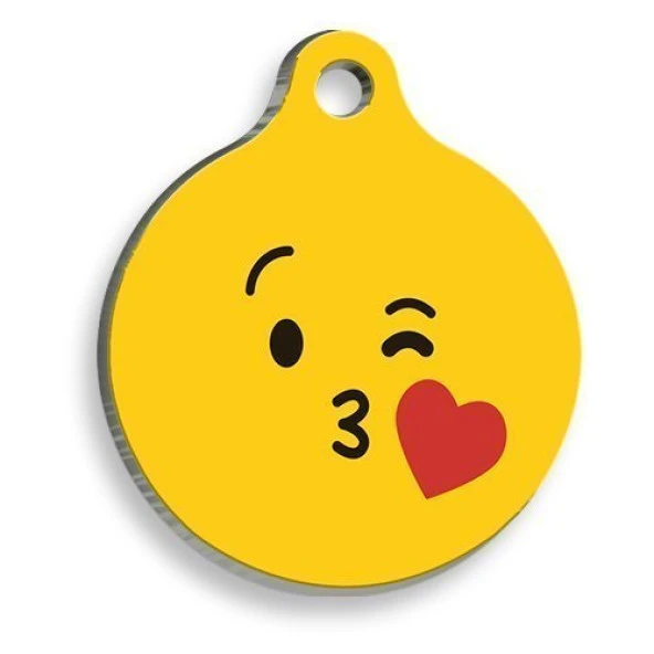 Öpücük Gönderen Yuvarlak Kedi ve Köpek Künyesi Medium: 3 cm. ürün görseli 1