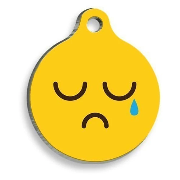 Üzgün Yuvarlak Kedi ve Köpek Künyesi Medium: 3 cm. ürün görseli 1
