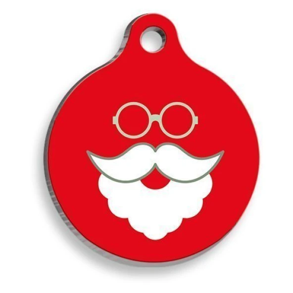 Christmas Serisi Hipster Santa Comics Yuvarlak Kedi ve Köpek Künyesi ürün görseli 1