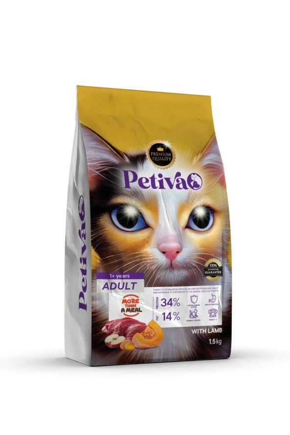 Petiva Yetişkin Kuzulu Kedi Maması 1.5 Kg