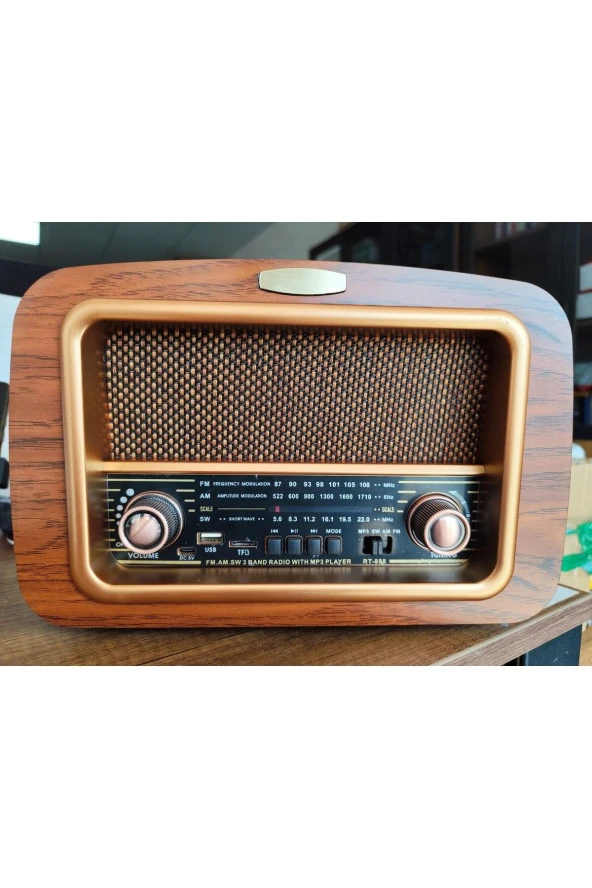 gerçek ahşap eskitme görünümlü büyük boy nostajik radyo - 4