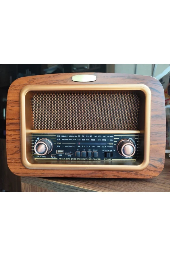 gerçek ahşap eskitme görünümlü büyük boy nostajik radyo - 5