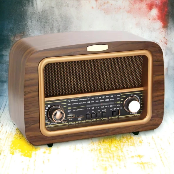 gerçek ahşap eskitme görünümlü büyük boy nostajik radyo - 2