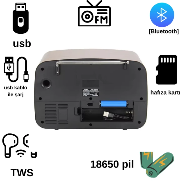 gerçek ahşap eskitme görünümlü büyük boy nostajik radyo - 6