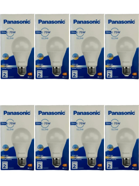 Panasonic 10,5W (75W) 2700K (Sarı Işık) E27 Duylu Led Ampul (8 Adet)