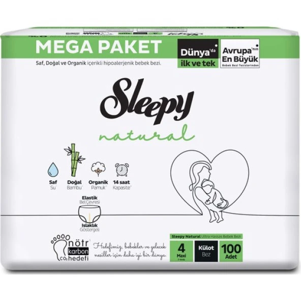 Sleepy Natural Külot Bez 4 Numara Maxi Mega Fırsat Paketi 100 Adet - Resim 2