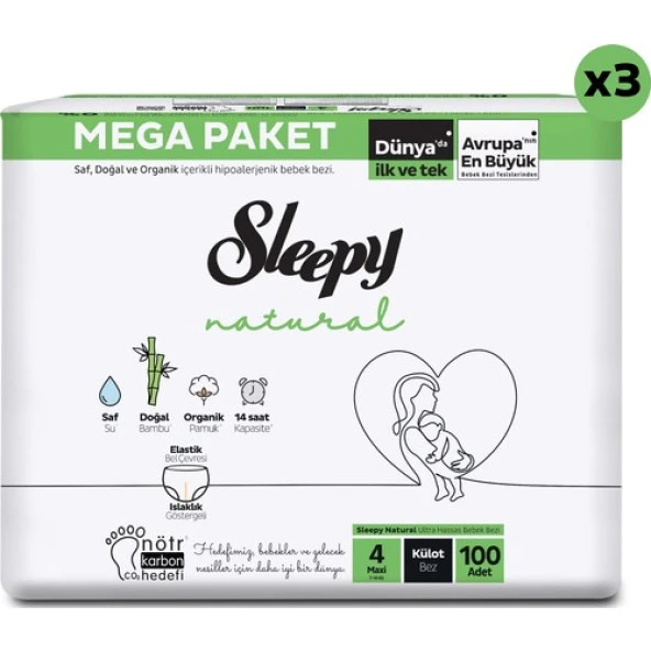 Sleepy Natural Külot Bez 4 Numara Maxi Mega Fırsat Paketi 300 Adet - Resim 2