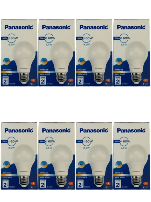 Panasonic 8,5W (60W) 6500K (Beyaz Işık) E27 Duylu Led Ampul (8 Adet)