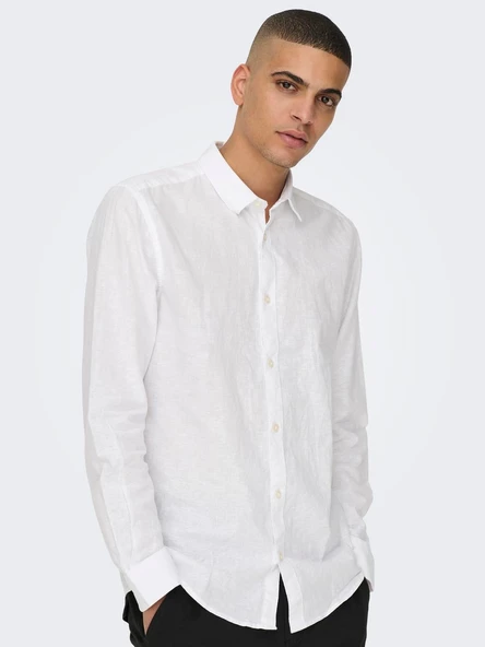 ONLY&SONS Erkek Dar Kesim Keten Pamuklu Gömlek 22012321