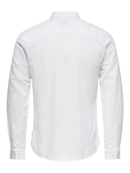 ONLY&SONS Erkek Dar Kesim Keten Pamuklu Gömlek 22012321 - Resim 8
