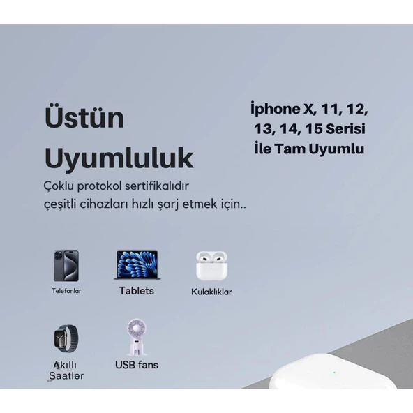 Baseus 20W 1x USB ve 1x Type C Universal Şarj Aleti, Aşırı Güç ve Voltaj Korumalı Şarj Adaptörü - 3