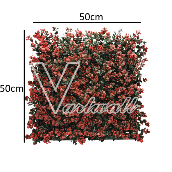 V.Artwall Yapay Dikey Bahçe Kırmızı Yapay Bahçe Duvar Paneli Kırmızı 50x50 Cm. - 2