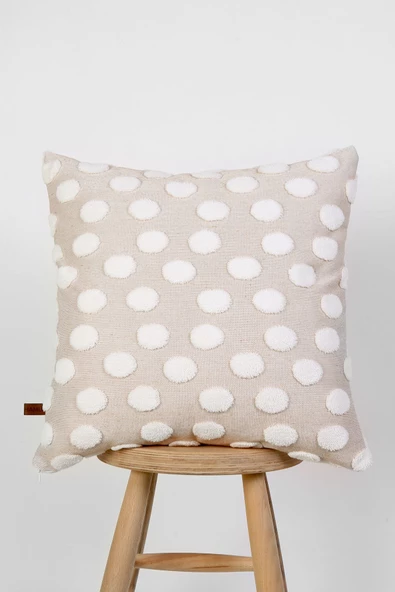 Bohem Özel Tasarım Punch Panç Desen Dekoratif Kırlent Kılıfı Point Bej - Resim 6