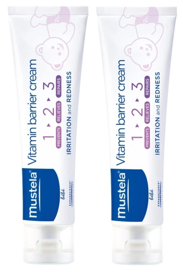 Mustela Vitamin Barrier Cream 1.2.3 Pişik Kremi 100 Ml 2 Adet