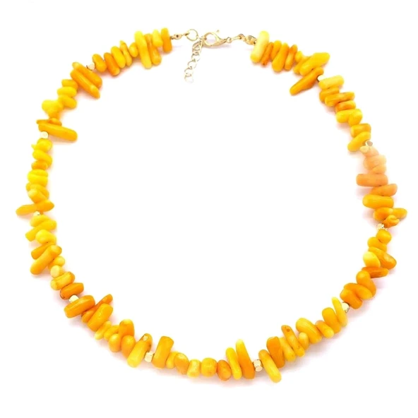 Mercan Doğal Taşlı Turuncu-Sarı Kadın Kolye KLY-500 ürün görseli