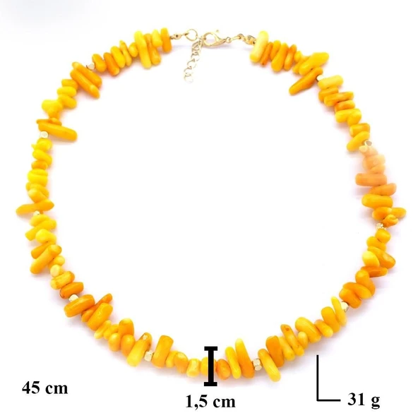 Mercan Doğal Taşlı Turuncu-Sarı Kadın Kolye KLY-500 - Resim 4