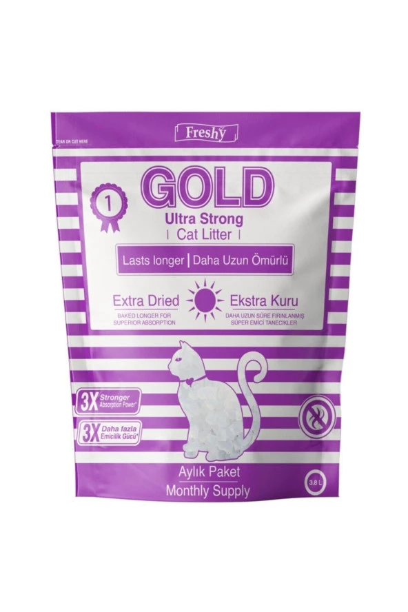 Freshy Gold Silika Kristal Kedi Kumu 3.8lt