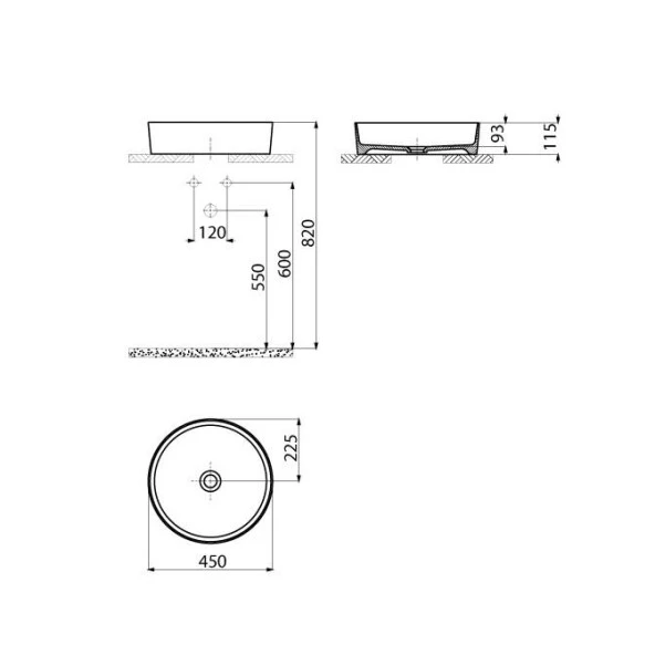 Creavit Loop Yuvarlak Çanak Lavabo 45 cm Beyaz LP145-00CB00E-0000 - 3