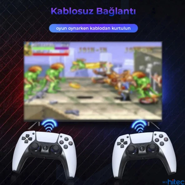 ScHitec 4K Android TV Stick ve Retro Game Konsol 10000 Oyunlu 64GB Beyaz - 3