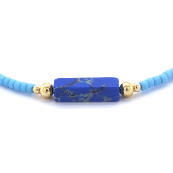 Varisit Doğal Taşlı Mavi Renk Kadın Bileklik BLK-935 - Resim 4