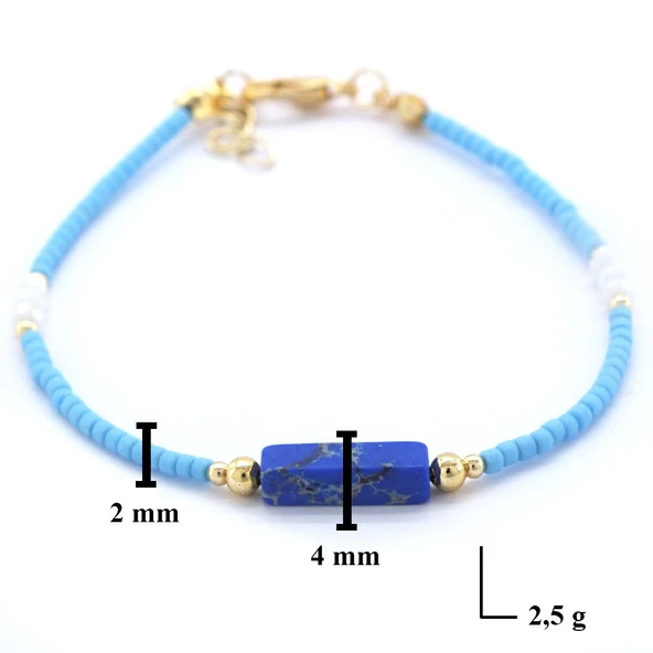 Varisit Doğal Taşlı Mavi Renk Kadın Bileklik BLK-935 - Resim 3