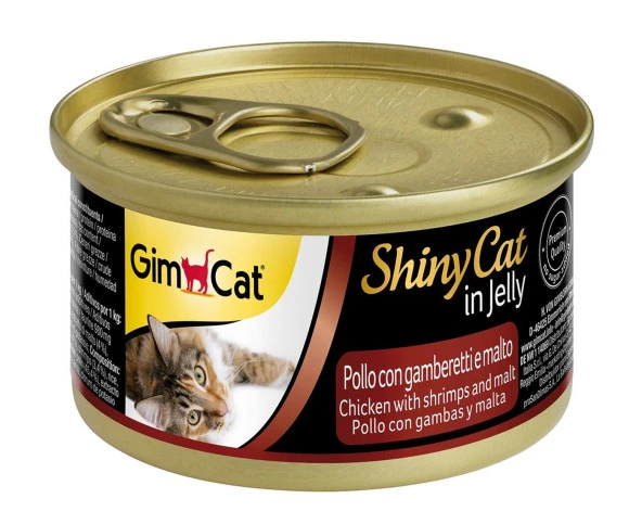 Gimcat Yeni Shinycat Öğünlük Konserve Kedi Maması-Tavuklu Karidesli Malt Özlü 70gr ürün görseli 1