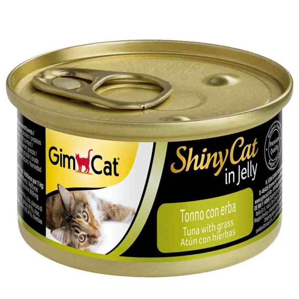 Gimcat Shiny Cat Ton Balıklı Çimenli Jöleli 70 gr