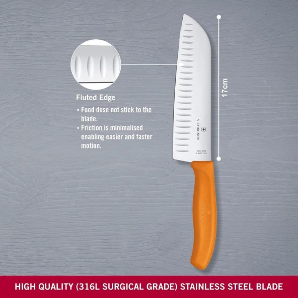 Victorinox Swissclassic 17Cm Santoku Bıçağı Turuncu 6.8526.17L9b - 4