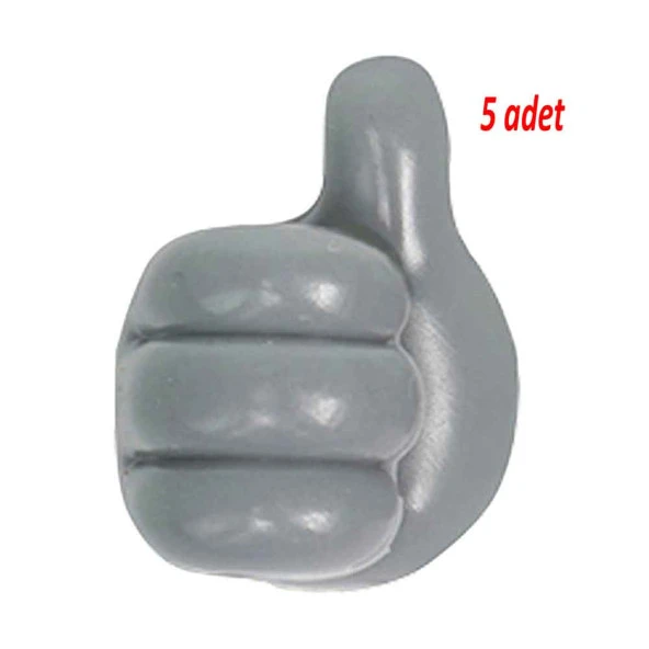 Başparmak Kablo Tutucu, Duvar, Araba, Ev, Organizatör, Kulaklık Tutucu Gri Renk 5 adet