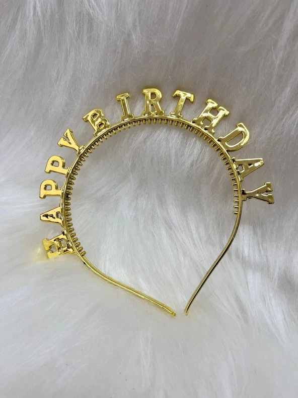 Happy Bırthday Gold Plastik Parlak Taç