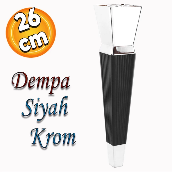 Dempa Lüks Mobilya Oturma Grubu Kanepe Tv Ünitesi Konsol Koltuk Ayağı Baza Ayakları Siyah Krom 26 Cm