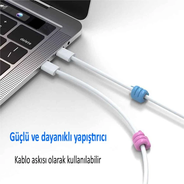 Başparmak Kablo Tutucu, Duvar, Araba, Ev, Organizatör, Kulaklık Tutucu Yeşil Renk 5 adet - 4