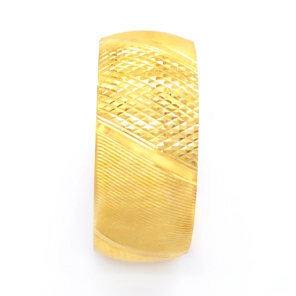 Altın Kaplama Yatay Çizgili  Bilezik 3 cm BLZ-3039 - 5