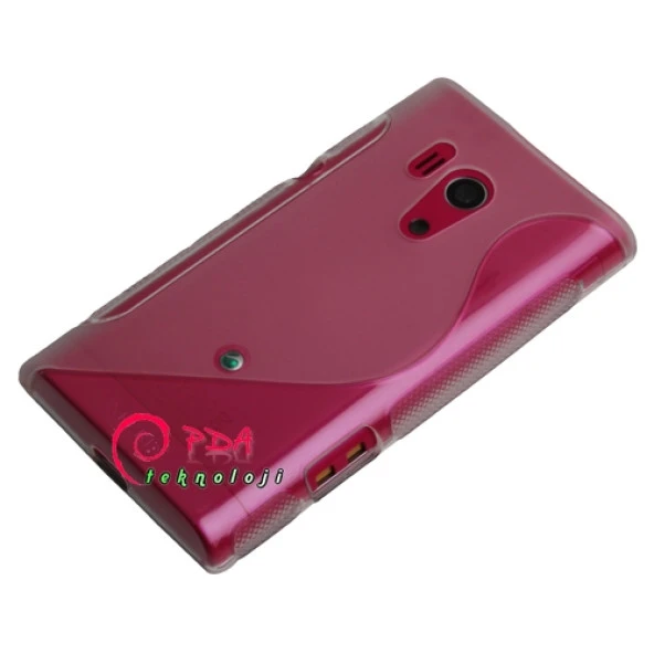 Sony Xperia Acro S Desenli Şeffaf Silikon Kılıf - Beyaz Renk