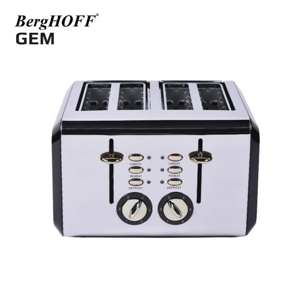 BergHOFF GEM TITAN Parlak Gümüş Siyah Dört Dilim Ekmek Kızartma Makinesi 7950080 - 2