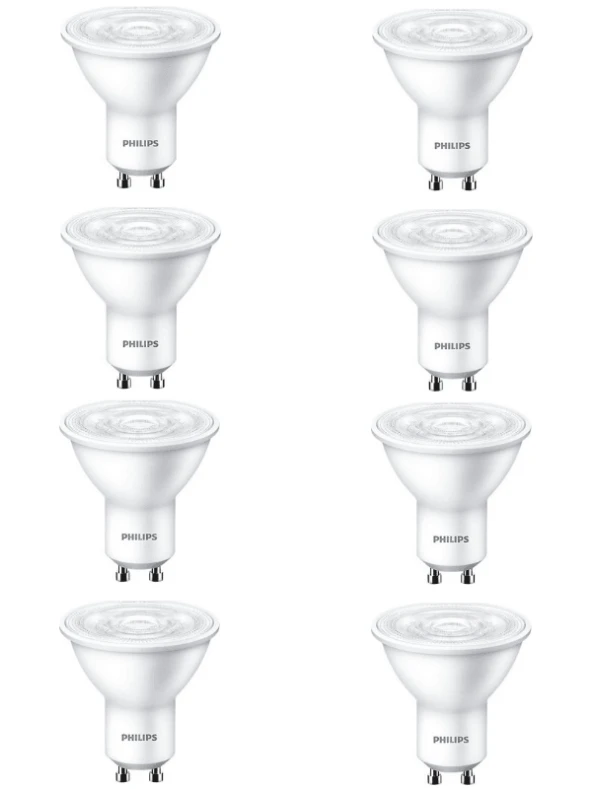 Philips 4,7W (50W) 2700K (Sarı Işık) GU10 Duylu Par16 Led Spot (8 Adet)