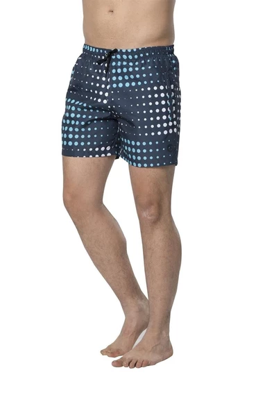 Crozwise Yuvarlak Desenli - Erkek Lacivert Deniz Şortu - 3148-01 - 2