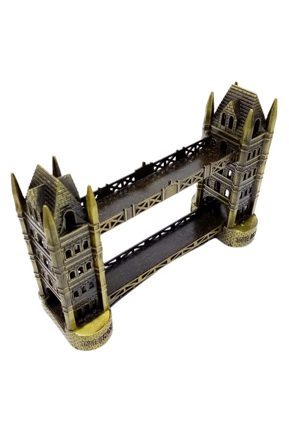 Vintage Metal Londra Köprüsü Tower Bridge Antik Bronz 16 cm - Resim 9