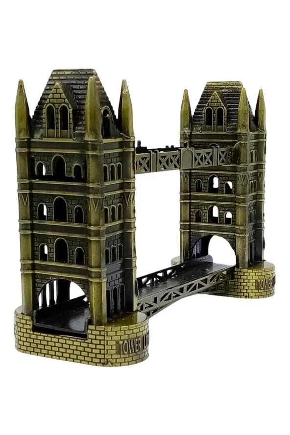 Vintage Metal Londra Köprüsü Tower Bridge Antik Bronz 16 cm - Resim 10