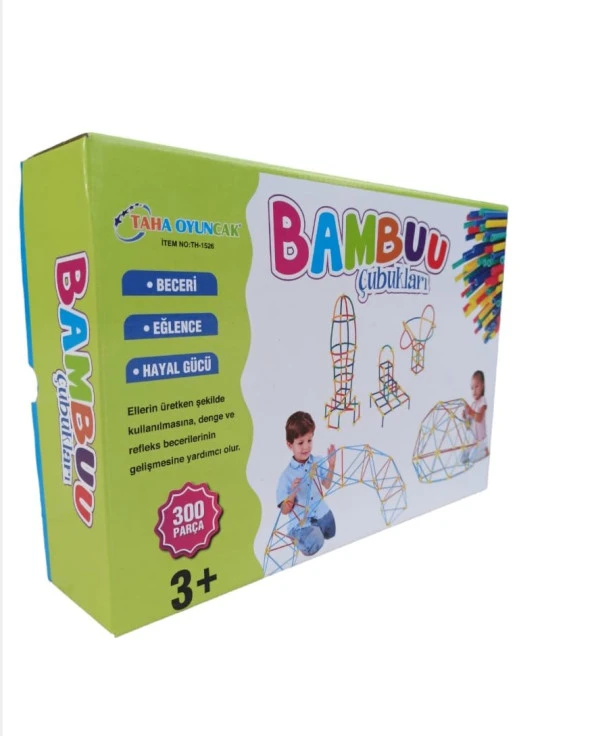 Bambu Çubuklar Eğitici Zeka ve Hayal Gücü Geliştirici +300 Parça 5 Farklı Renk