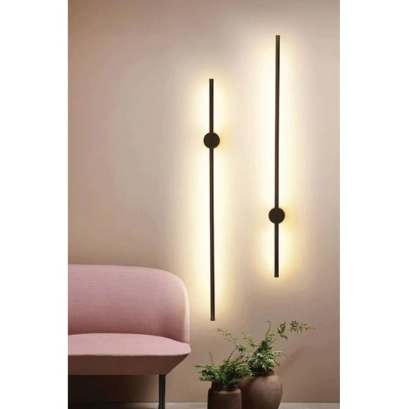 Modern Dekoratif Led Duvar Aplik 70cm Siyah 3000k