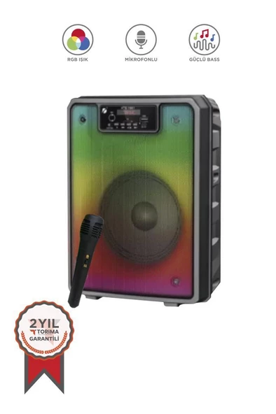 Torima KTS-1561 Siyah Taşınabilir Rgb Işıklı Bluetooth Hoparlör