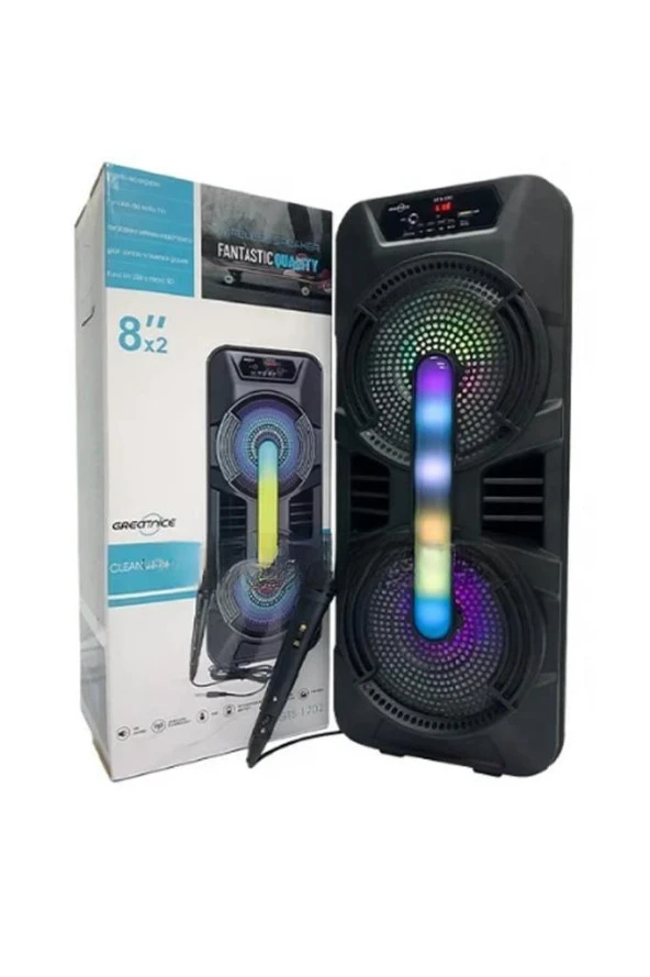 Torima Siyah GTS-1702 Taşınabilir Bluetooth Mikrofonlu RGB Işıklı  Hoparlör - Resim 3