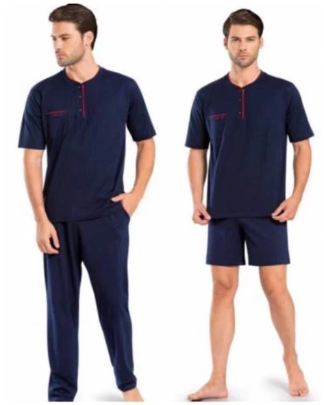 Pierre Cardin 5370 Lacivert 3 Lü Pijama Şort Damat Pijama  Takım