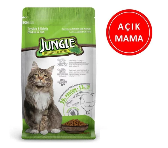 Jungle Tavuklu Balıklı Kedi Maması 1 kg AÇIK ürün görseli 1