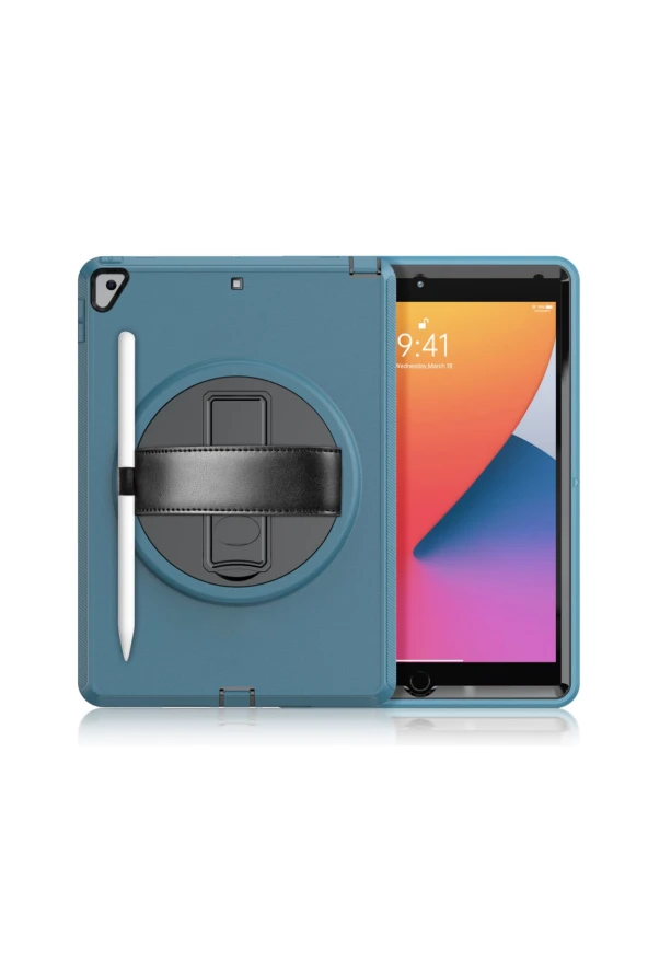 Qpen iPad 10.2 inç (8.nesil)  Uyumlu Hand Strap Tablet Kılıfı - Resim 2