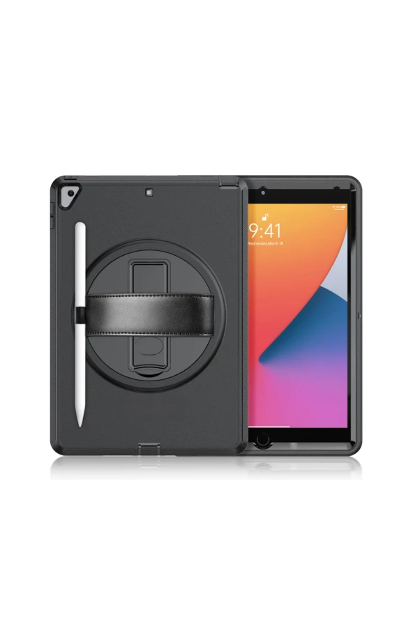 Qpen iPad 10.2 inç (8.nesil)  Uyumlu Hand Strap Tablet Kılıfı - Resim 7