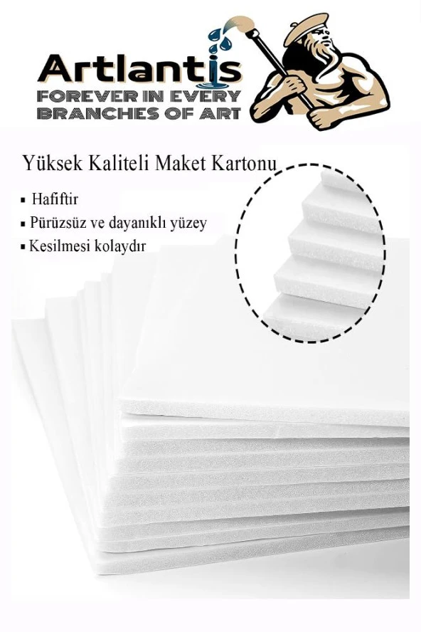 Maket Kartonu Beyaz Fotoblok 5 mm 35x50 cm 5 Adet Hobi Sanat Okul Köpüklü Straforlu Maket Kartonu - 2