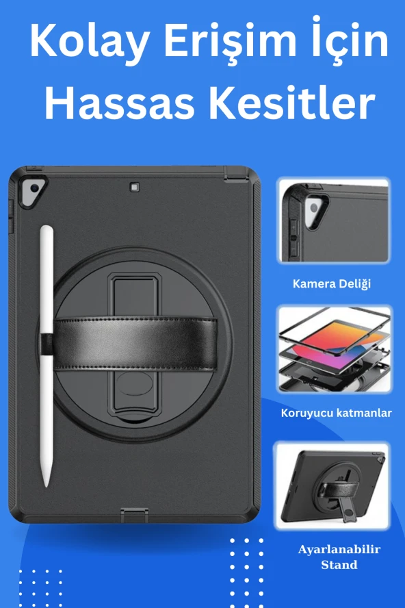 Qpen  iPad Pro  10.5  inç Uyumlu Hand Strap Tablet Kılıfı - Resim 4