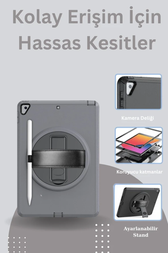 Qpen  iPad Pro  10.5  inç Uyumlu Hand Strap Tablet Kılıfı - Resim 10